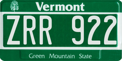 VT license plate ZRR922