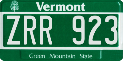 VT license plate ZRR923