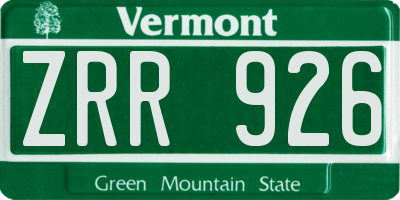 VT license plate ZRR926