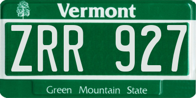 VT license plate ZRR927