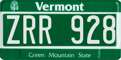 VT license plate ZRR928