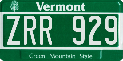 VT license plate ZRR929