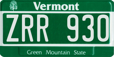 VT license plate ZRR930