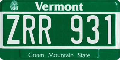 VT license plate ZRR931