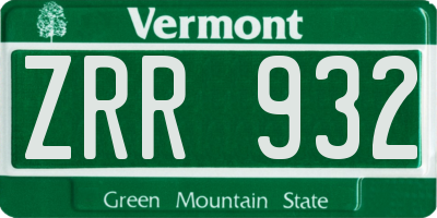 VT license plate ZRR932