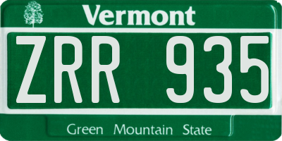 VT license plate ZRR935
