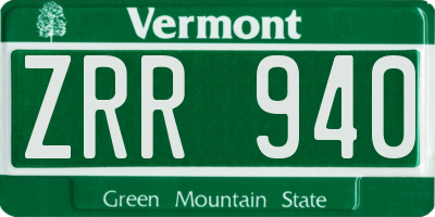 VT license plate ZRR940