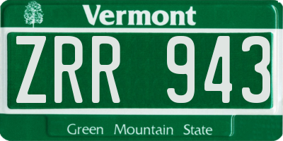 VT license plate ZRR943
