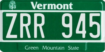 VT license plate ZRR945