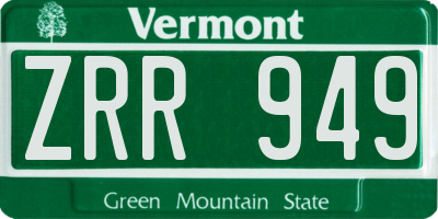 VT license plate ZRR949