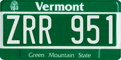 VT license plate ZRR951