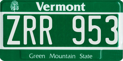 VT license plate ZRR953