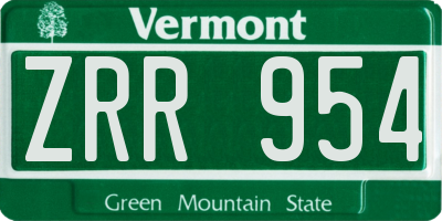 VT license plate ZRR954