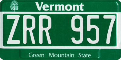 VT license plate ZRR957