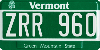 VT license plate ZRR960