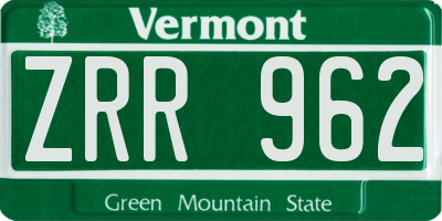 VT license plate ZRR962