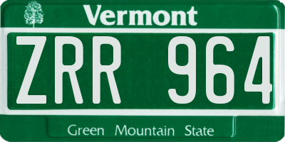 VT license plate ZRR964