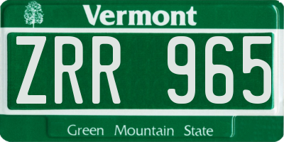 VT license plate ZRR965