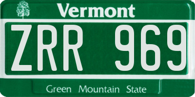 VT license plate ZRR969