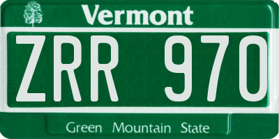 VT license plate ZRR970