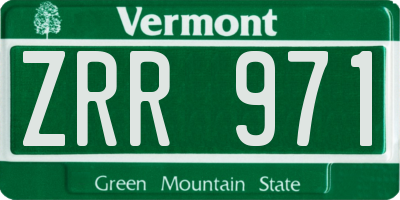 VT license plate ZRR971