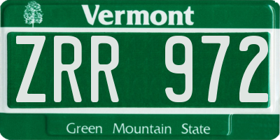VT license plate ZRR972