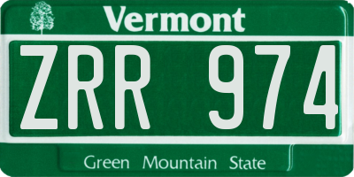 VT license plate ZRR974