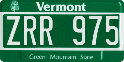 VT license plate ZRR975