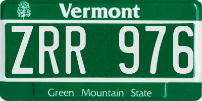 VT license plate ZRR976