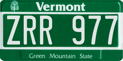 VT license plate ZRR977