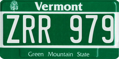 VT license plate ZRR979