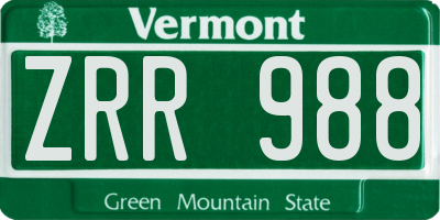 VT license plate ZRR988