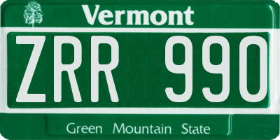 VT license plate ZRR990