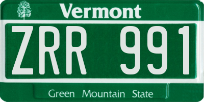 VT license plate ZRR991