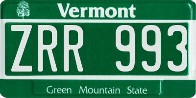 VT license plate ZRR993