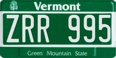 VT license plate ZRR995