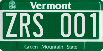 VT license plate ZRS001