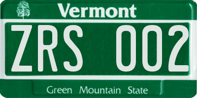VT license plate ZRS002