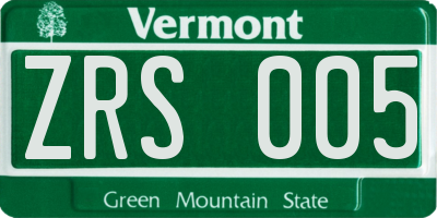 VT license plate ZRS005
