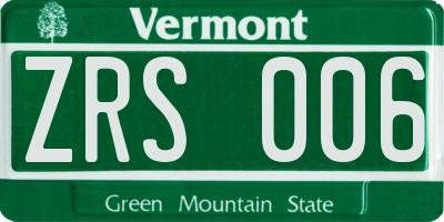 VT license plate ZRS006