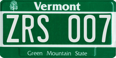 VT license plate ZRS007
