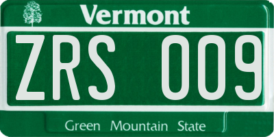 VT license plate ZRS009