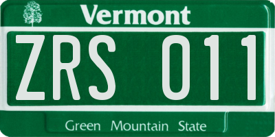 VT license plate ZRS011