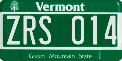 VT license plate ZRS014