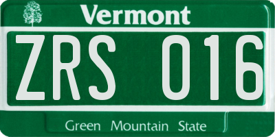 VT license plate ZRS016