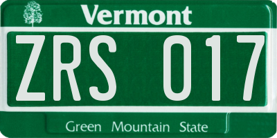 VT license plate ZRS017