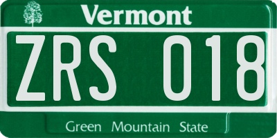 VT license plate ZRS018