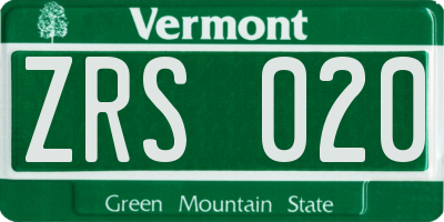VT license plate ZRS020