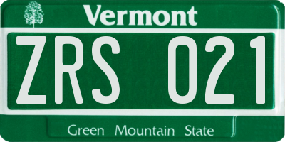 VT license plate ZRS021