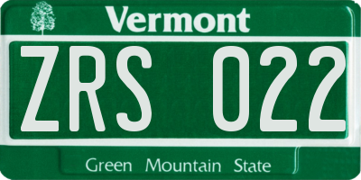 VT license plate ZRS022